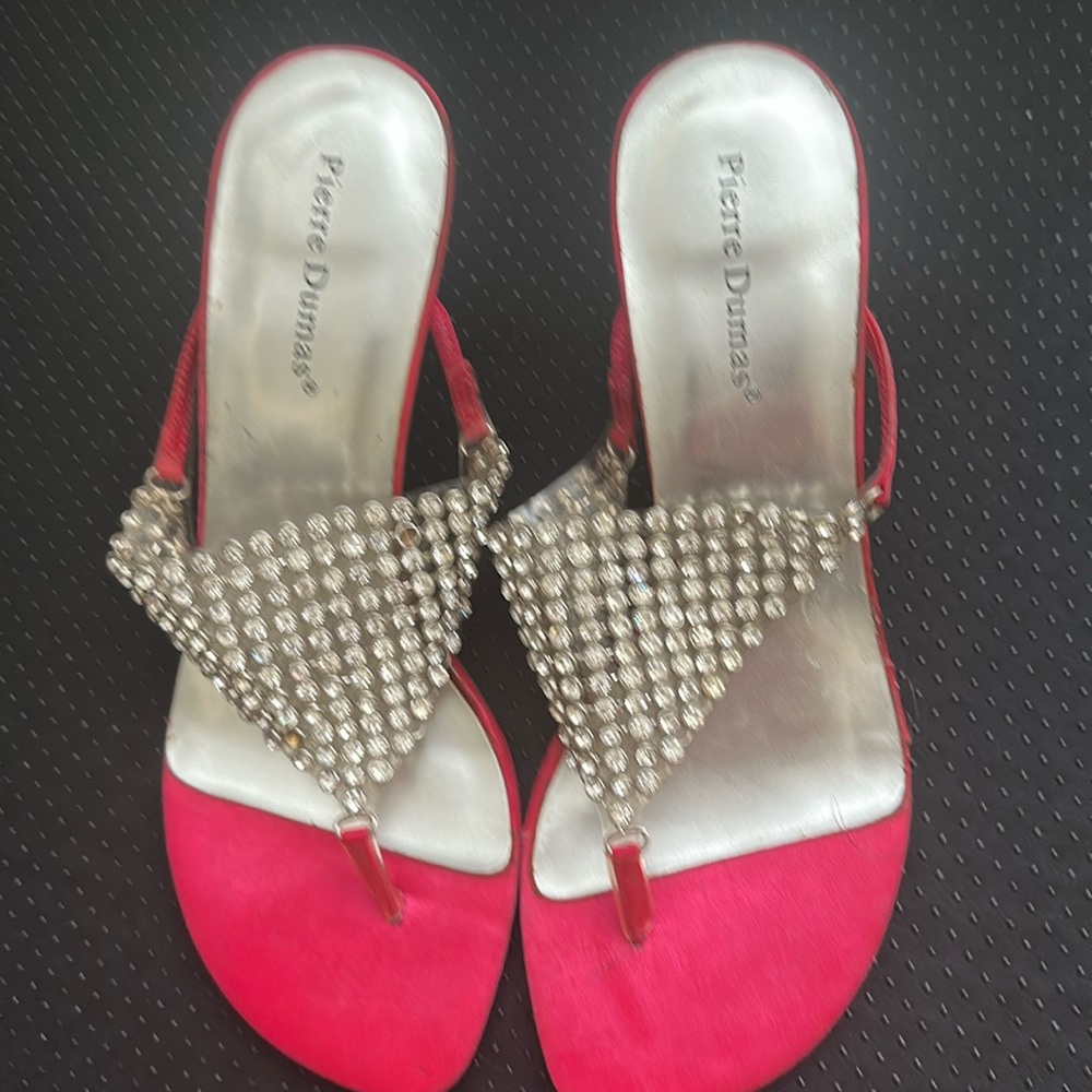 Pierre Dumas Hot-Pink Sandals with Rhinestones